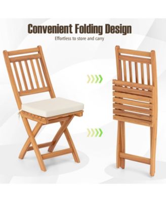 Patio Folding Chairs Set of Two with Soft Seat Cushions