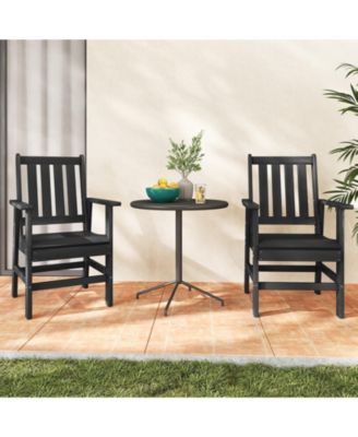 Set of Two Patio Dining Chairs with Wide Armrests