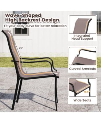 Patio Dining Chairs Set of Two with Wide Seat and Metal Frame