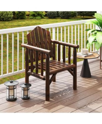 Outdoor Wooden Patio Dining Chair with Armrests