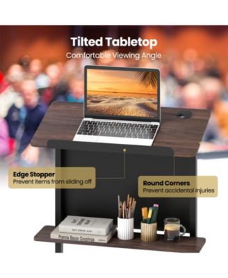 40.5-49 Inch Height Adjustable Rolling Podium Stand Lectern Table