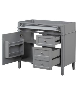 Modern Indigo Bathroom Vanity without Top Sink, Soft Close Drawers and Adjustable Shelf for Small Spaces