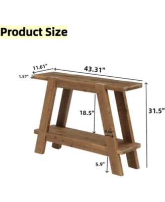  Solid Wood Entryway Table, 2-Tier Farmhouse Console Table with Storage, Narrow Sofa Table Behind Couch