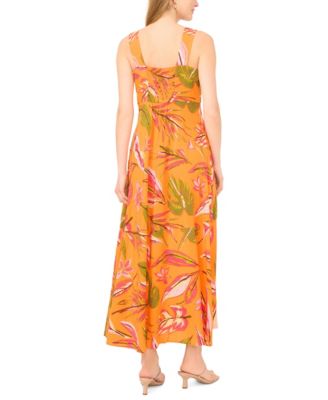 Women's Smocked Back Square Neck Maxi Dress