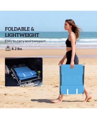 Foldable Reclining Pool and Beach Chair w/ Pillow,