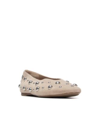 Women's Suede Studded Ballet Flats