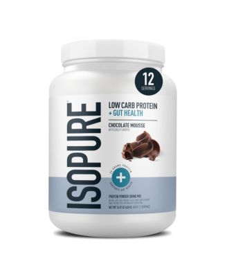 Isopure Low Carb Protein + Gut Health Powder, Chocolate Mousse, 12 Servings