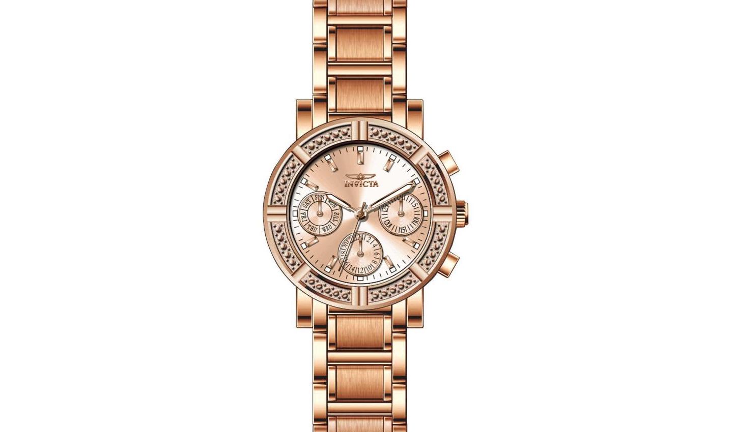 Женские часы Invicta 14874 Wildflower Quartz Chronograph Dial, цвет: Розовое золото — фото 2