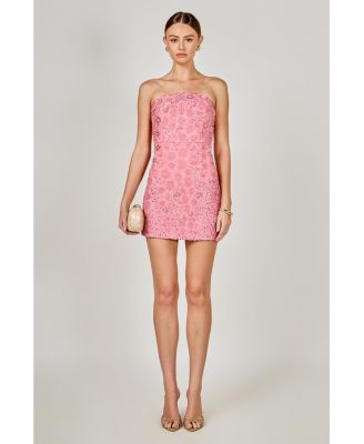 Women's Sequins Lace Strapless Mini Dress