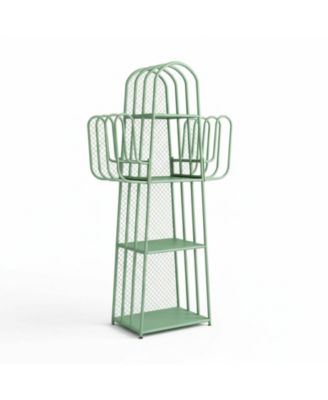 4-Tier Cactus Ladder Bookshelf Metal Storage Organizer for Small Spaces Bedroom Office