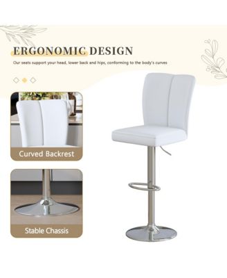 Adjustable Bar Stools Set of 2, Swivel PU Leather Counter Height Chairs with Back and Trumpet-shaped Metal Legs for Kitchen Island