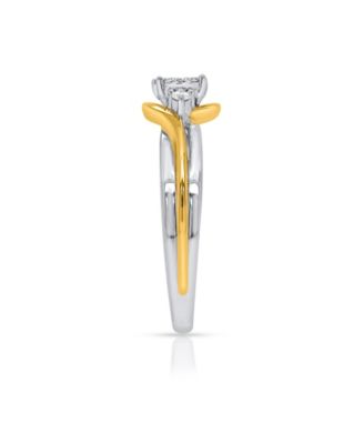 Diamond Two-Tone Promise Ring (1/6 ct. t.w.) in Sterling Silver & 14k Yellow Gold-Plated Sterling Silver
