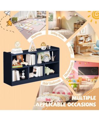 5 Cube Kids Bookcase - Wooden 2-Tier Storage Cabinet, Open Display Book Shelf for School Classroom, Playroom