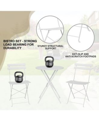 3 Piece Bistro Set, Folding Patio Table and 2 Chairs with Premium Steel Frame Design, Outdoor Bistro Set for Garden, Balcony