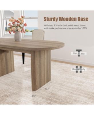 Oval Dining Table for 6-8 People, Long Large Kitchen Table with Thick Sturdy Wooden Base, Farmhouse Dining Room Table for for Kitchen