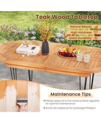71 Patio Dining Table 6 Person Large Oval Table  Teak Wood Tabletop