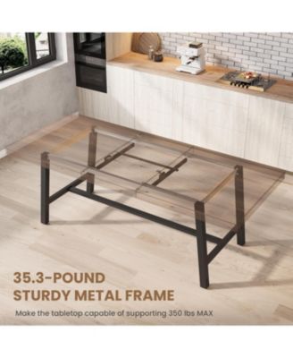 63-83" Extendable Dining Table, Industrial Rectangular Dining Room Table for 6-8 People, Expandable Kitchen Table with Heavy Duty Metal Frame