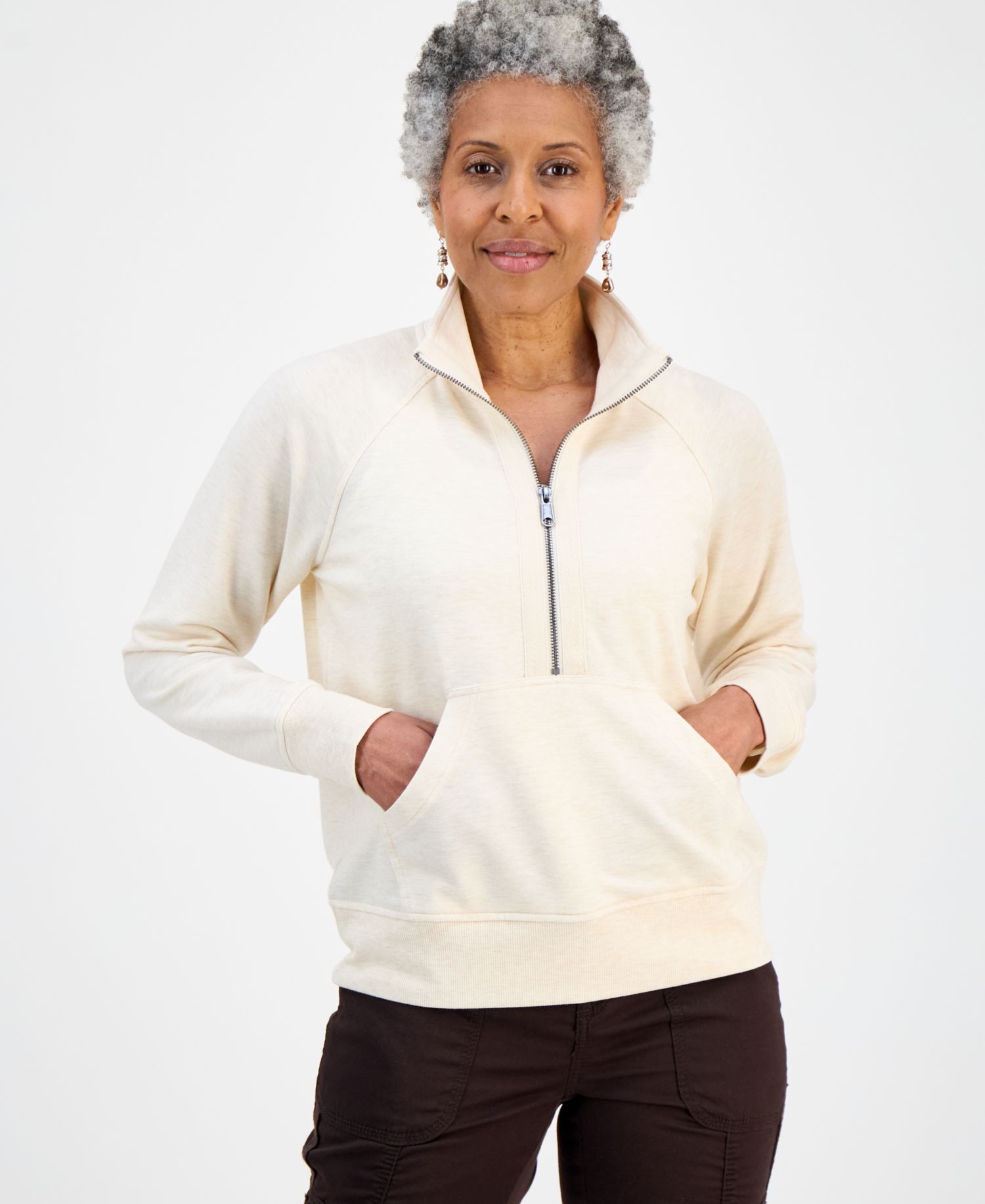 Petite LuxLounge Fleece French Terry Half-Zip Sweatshirt