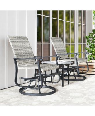 Outdoor Glider Chair Set Wicker Swivel Patio Glider