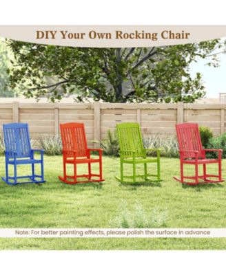 Solid Wood Porch Rocker Chair with Armrests