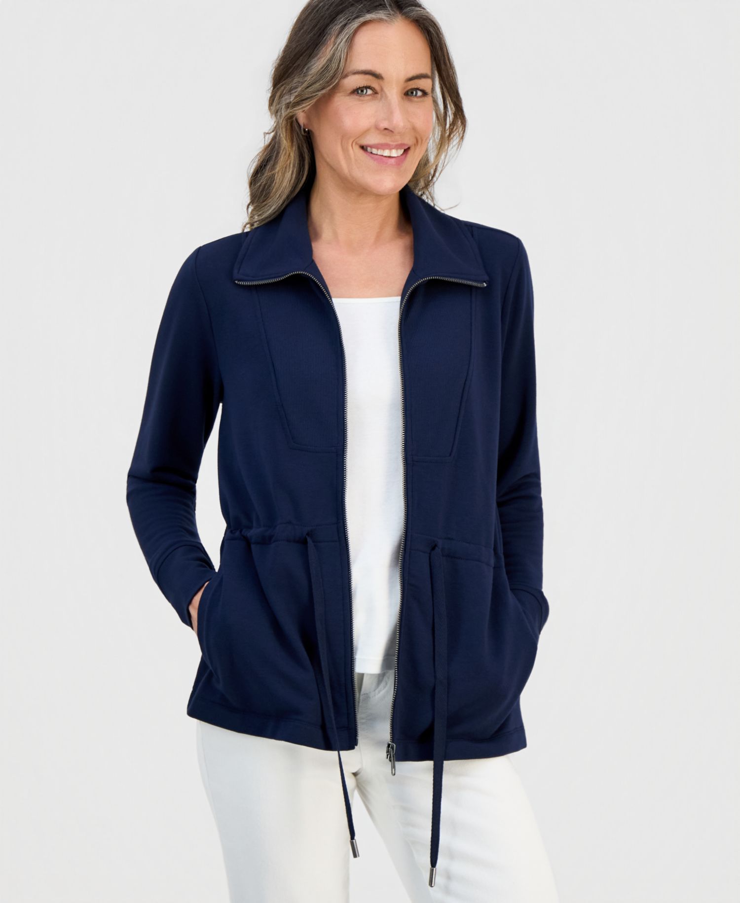 Petite LuxLounge Fleece French Terry Chunky Zip Jacket