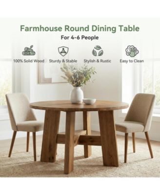 Solid Wood Dining Table Round Kitchen Table