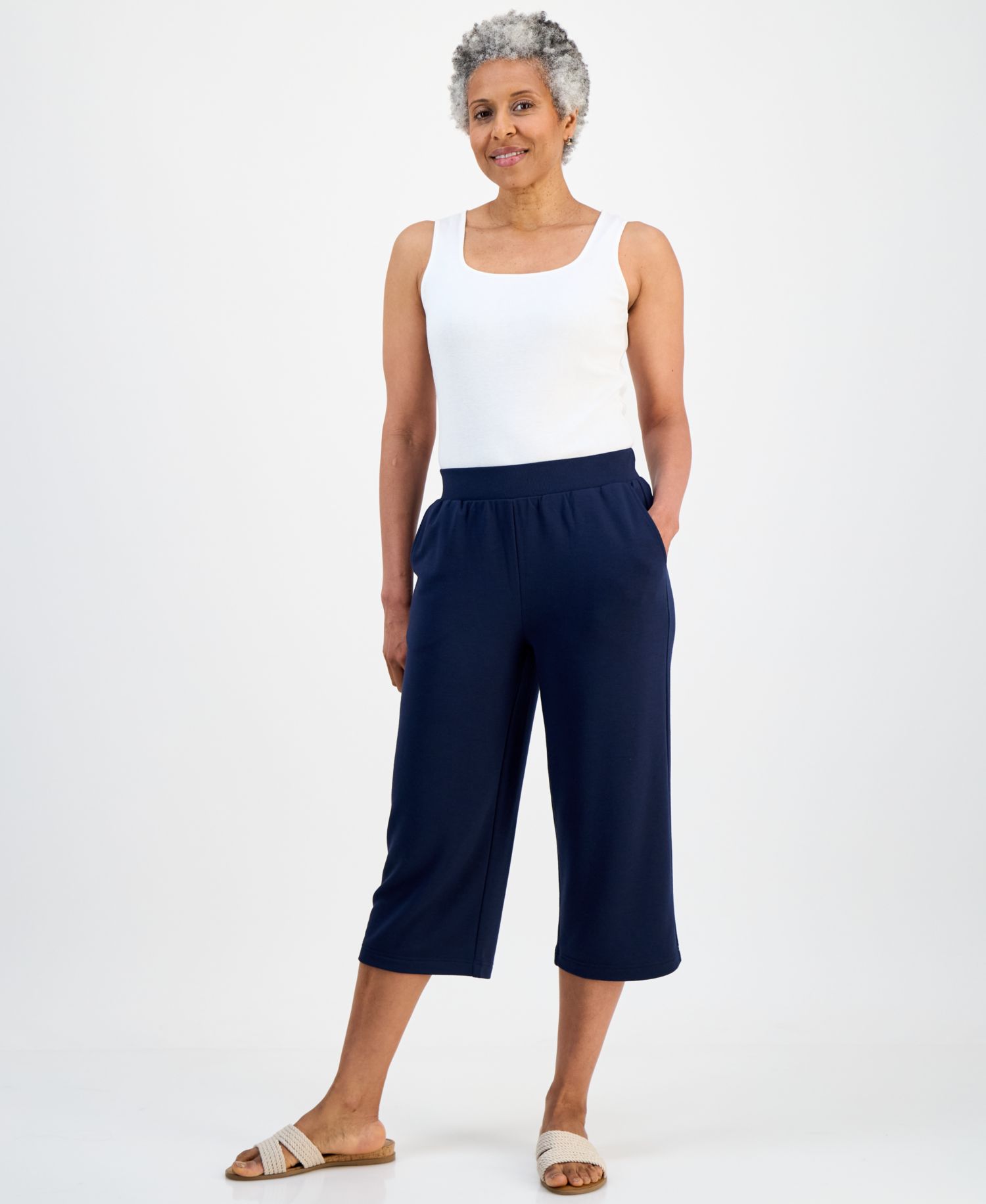 Petite LuxLounge Fleece French Terry Capri Pants