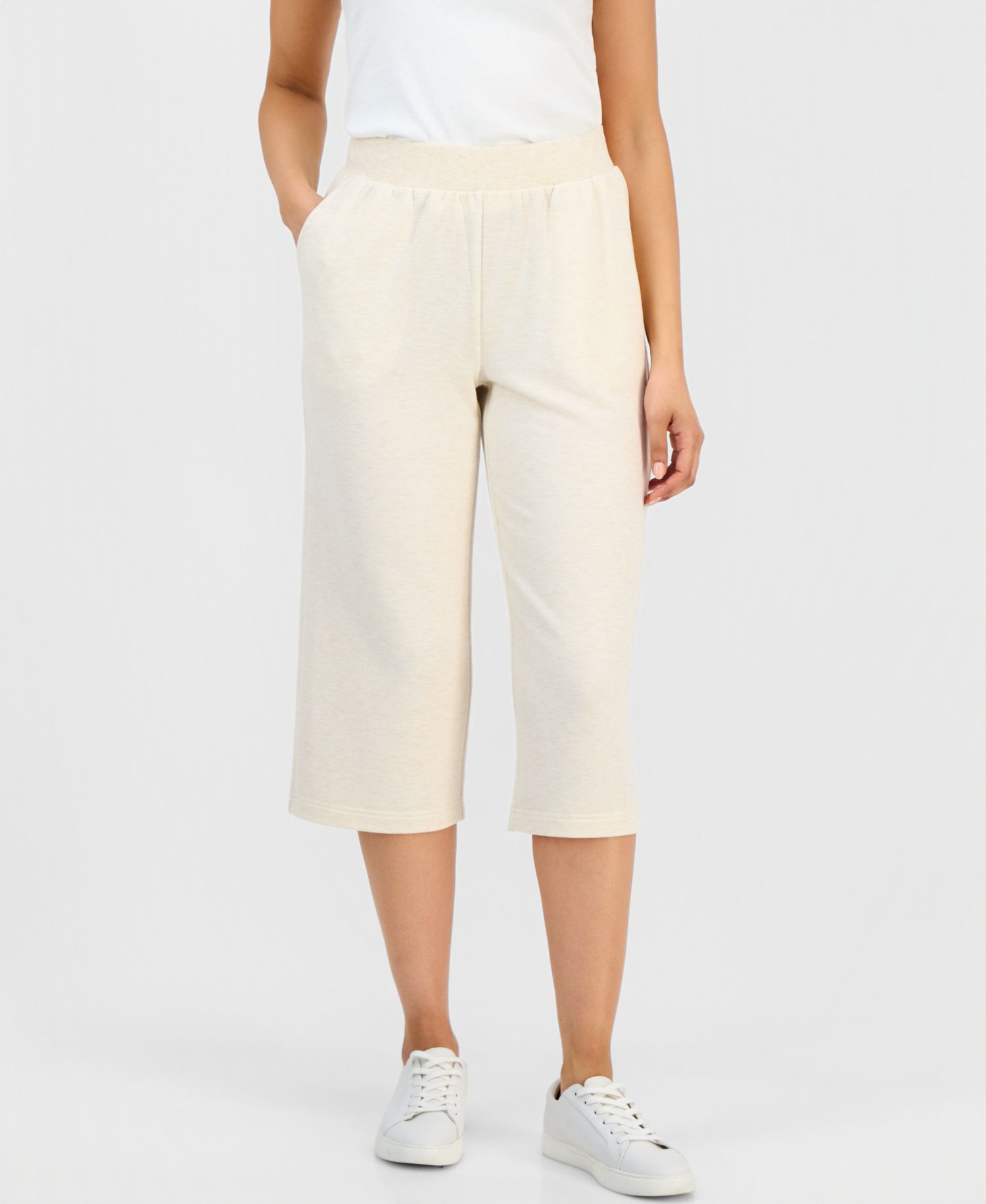 Petite LuxLounge Fleece French Terry Capri Pants