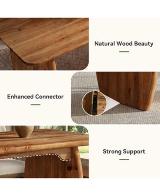 Finmind Solid Wood Dining Table for 4-6 People, Farmhouse Kitchen Table with Sturdy Wooden Legs