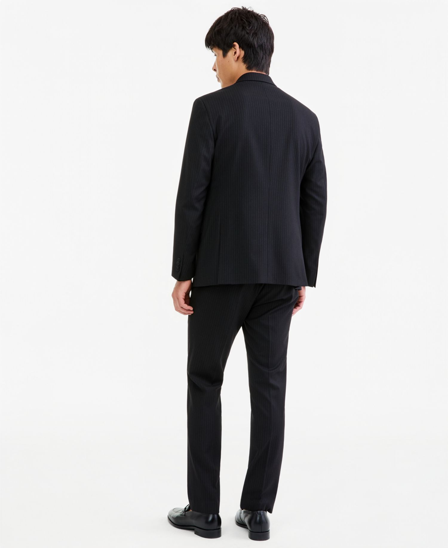 Men's Black Pinstripe Slim-Fit Techni-Cole Suit Separates