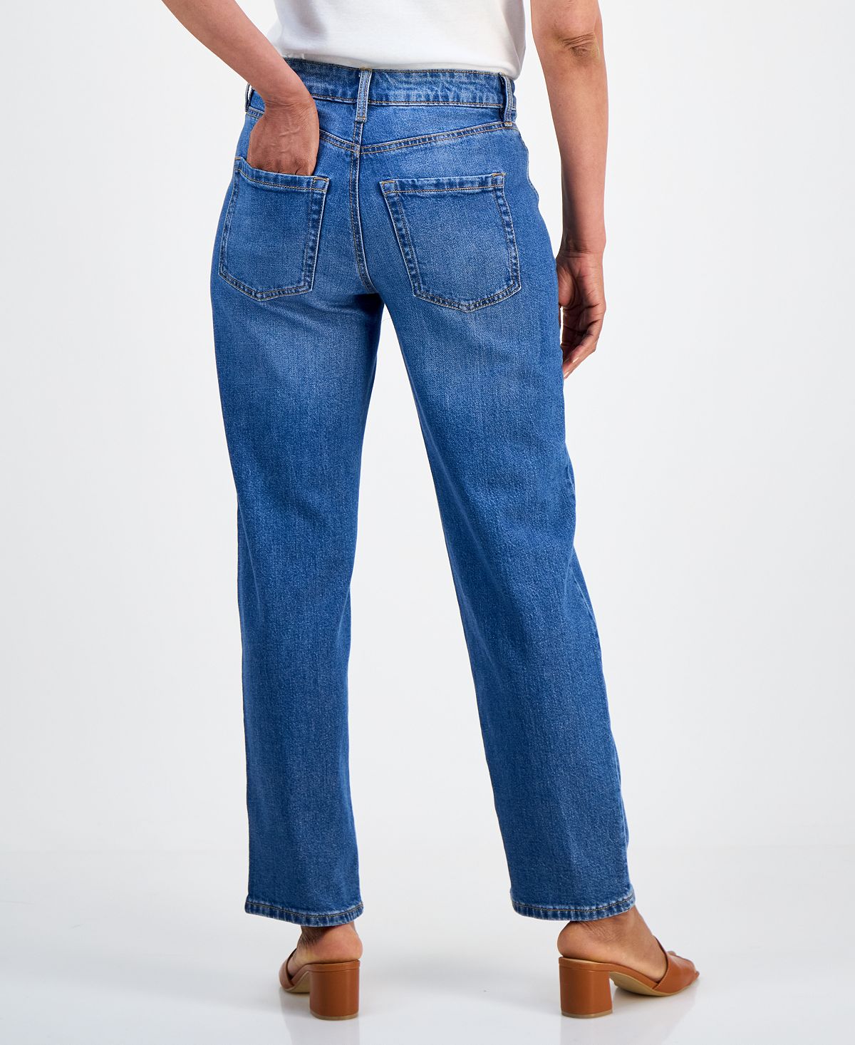Style & Co Petite Mid-Rise Relax Straight-Leg Jeans, Macy's Exclusive view 2 — MAYCSS fashion products
