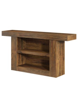 63-Inch Console Table with Storage, 3-Tier Farmhouse Entryway Table with U-Shaped Base, Wooden Sofa Furniture Behind The Couch