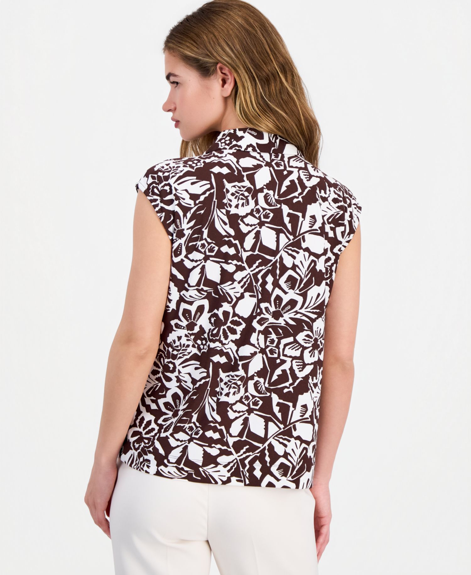Petite Collared Button-Front Top