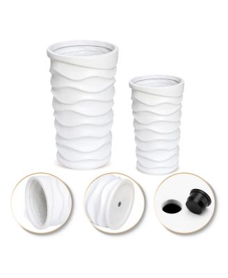 Set of 2 Waves Tall Round MgO Planters