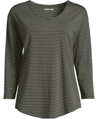 Plus Size 3/4 Sleeve Lightweight Jersey Shirttail Tee