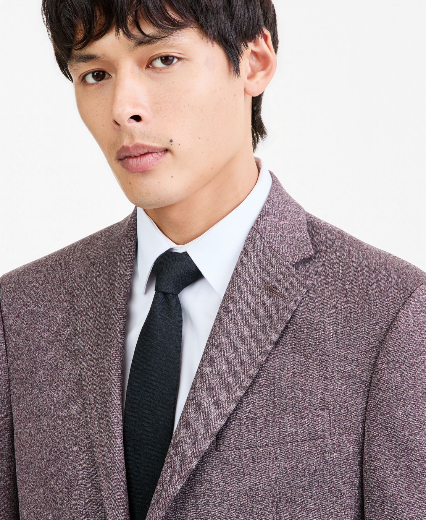 Мужской пиджак Kenneth Cole Reaction Eggplant Herringbone Slim Techni-Cole Suit, цвет: Баклажановый — фото 3