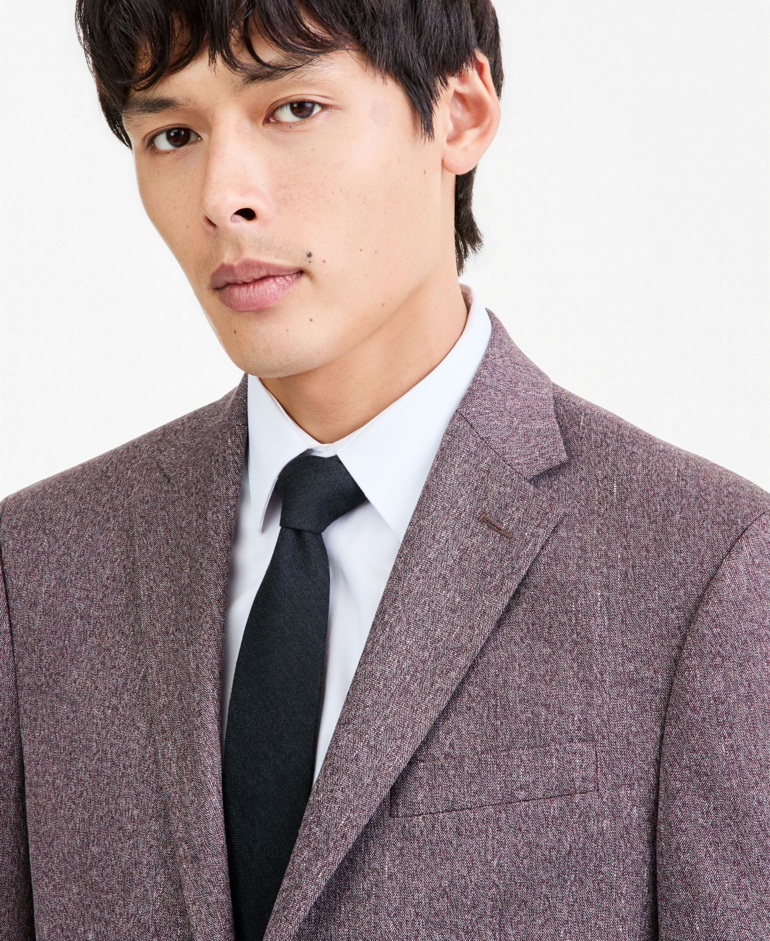 Men's Eggplant Herringbone Slim Techni-Cole Suit Jacket