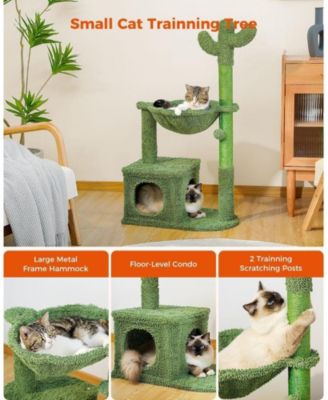 Cactus Cat Tree with Large Condo Sisal Rope, Indoor Cat Tower with Scratching Posts