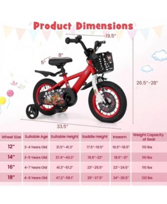 12 Inch Kids Bike Adjustable with Storage Basket and Double Brake for 3-4 Years Old