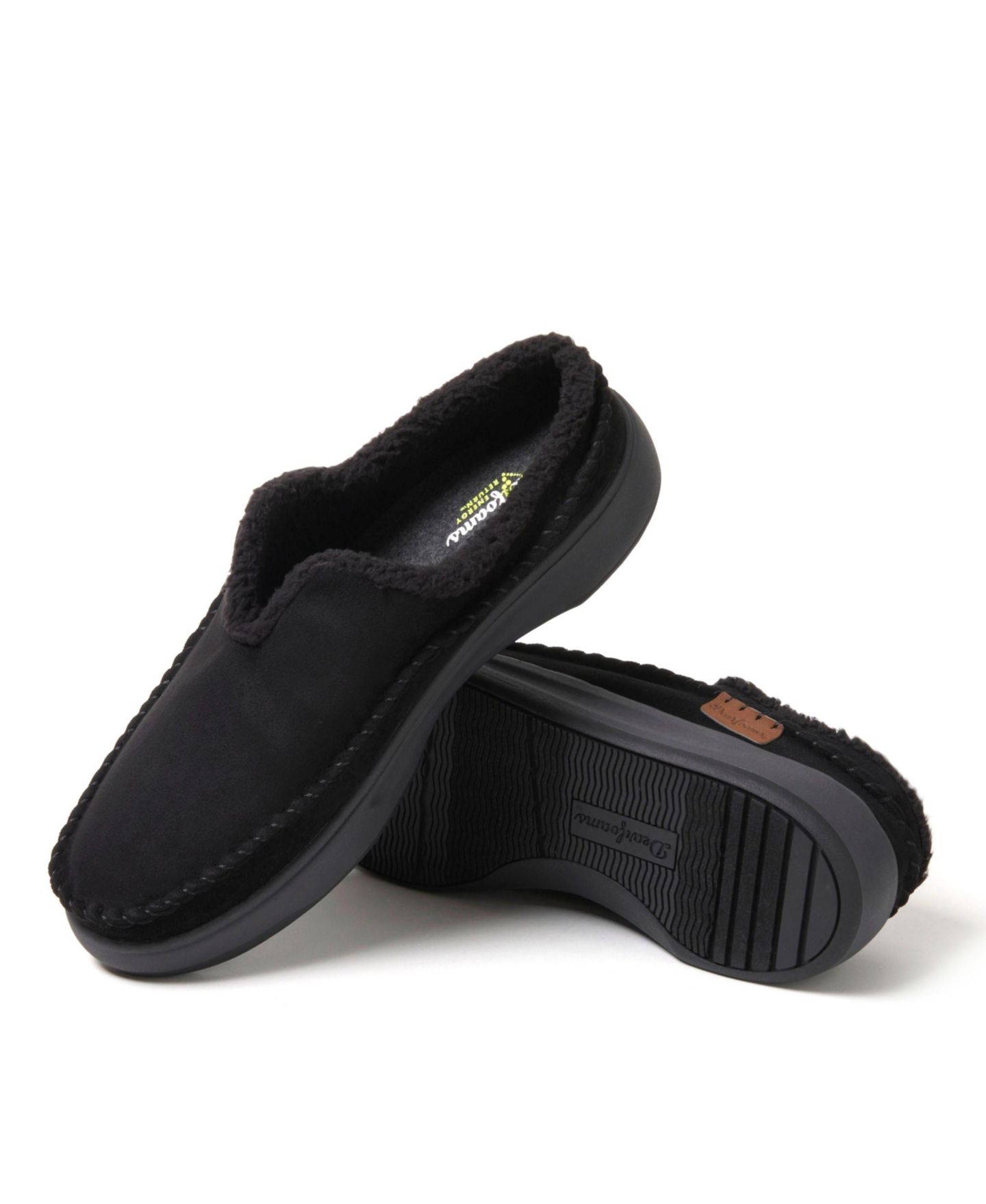 Мужские сабо Dearfoams Elm Energy Return Moccasin Toe Clog House Shoe Slipper, цвет: Чёрный — фото 4