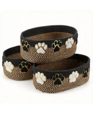3 Rectangular Woven Rope Storage Baskets for Home Organization