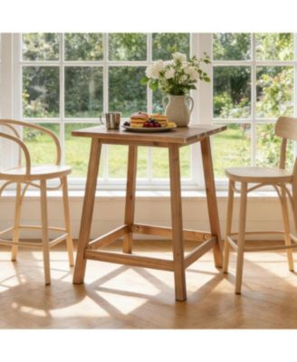 Solid Wood Counter Height Dining Table for 2-4, Farmhouse Square Kitchen Table