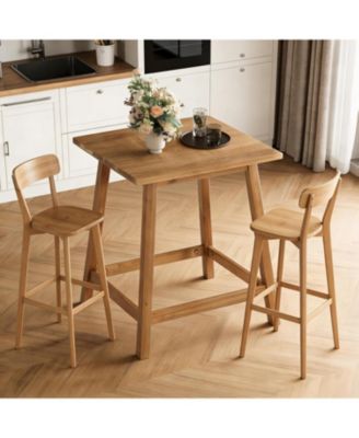 Solid Wood Counter Height Dining Table for 2-4, Farmhouse Square Kitchen Table