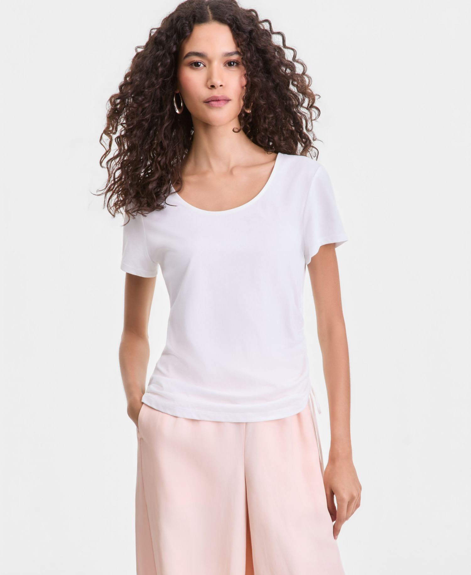 Petite Cotton Asymmetric Short-Sleeve Top