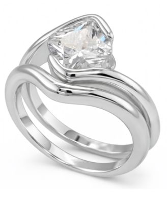 Clear Cubic Zirconia Wavy Stack Ring Set