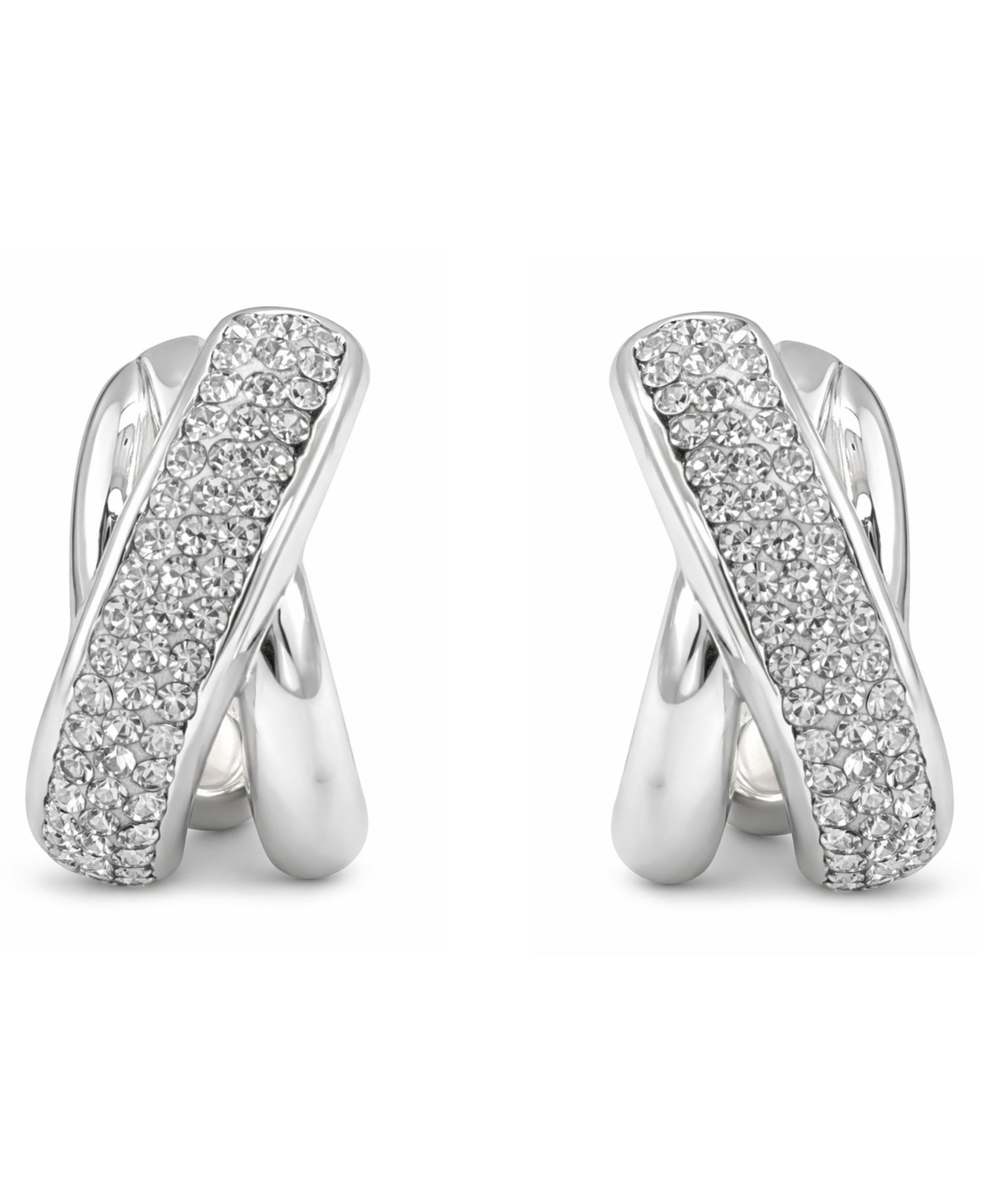 Clear Crystal X Center C Hoop Post Earrings