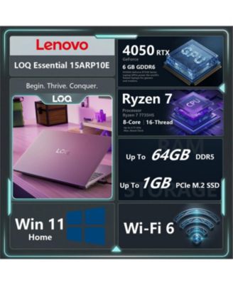 LOQ 15.6" Traditional Laptop AMD Ryzen 7 16GB RAM NVIDIA GeForce RTX 4050 1TB SSD Storage Windows 11 Home 144Hz - Grey