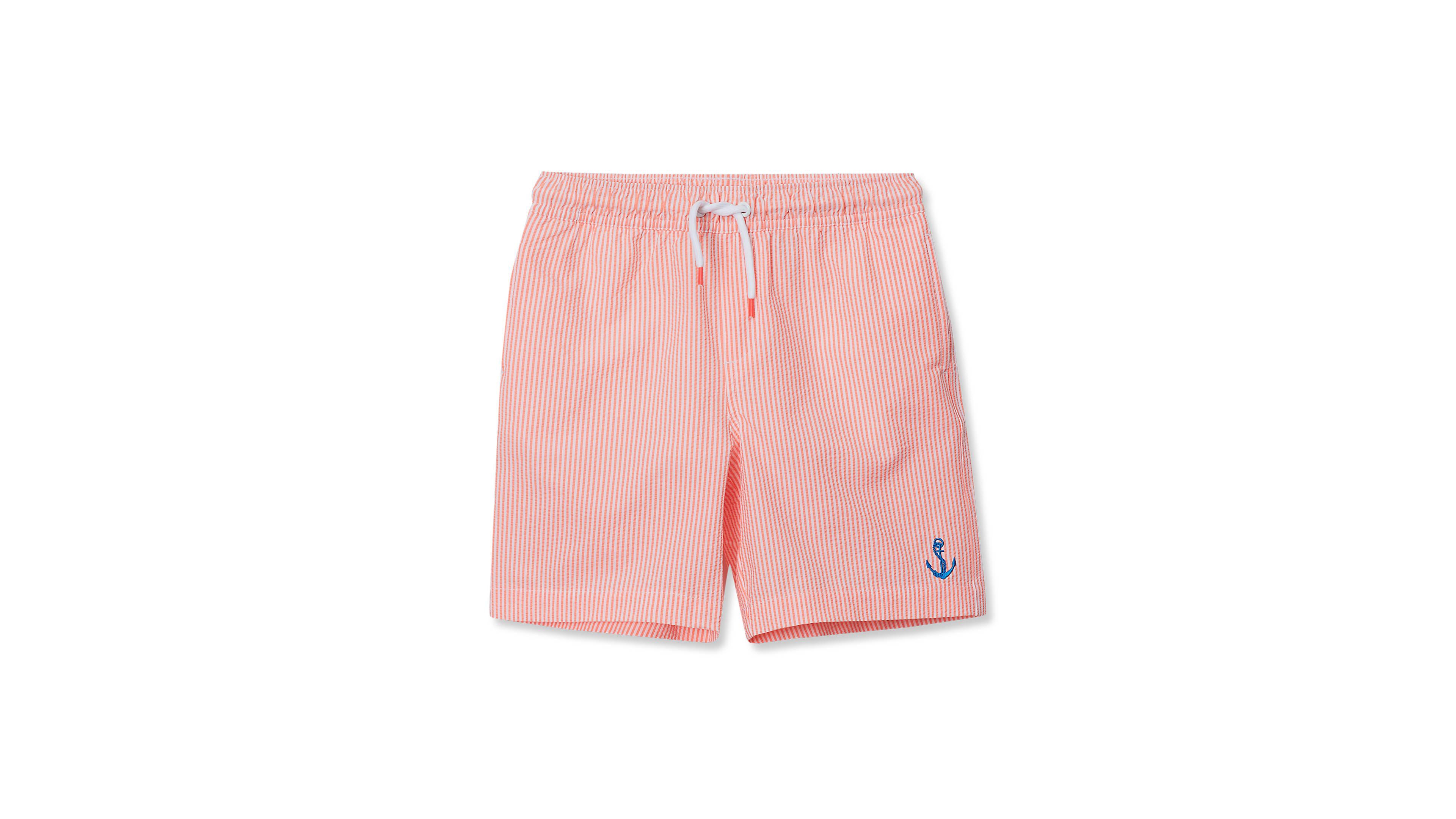 Lands' End Boys Chlorine Resistant Seersucker Swim Trunks with Mesh Liner