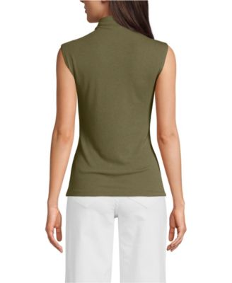 Women's Cap Sleeve Drapey Rib Fitted Funnel Neck Tank