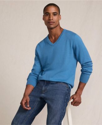Men's Fine Gauge Cotton V Neck Sweater